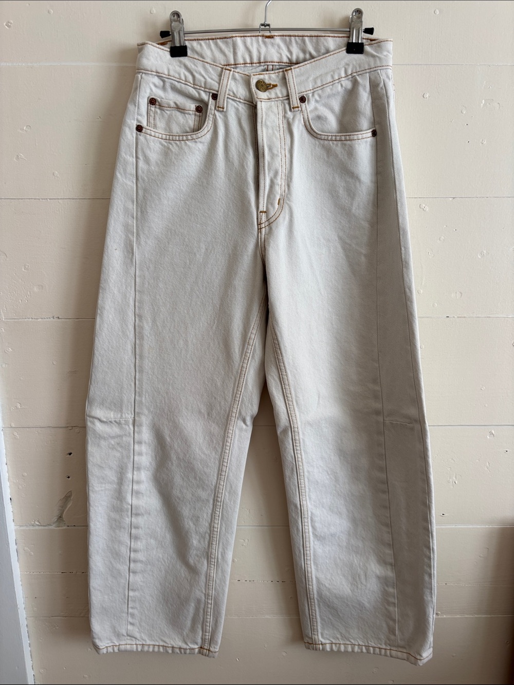 B Sides Slim Lasso - Cream with contrast stitching - 26